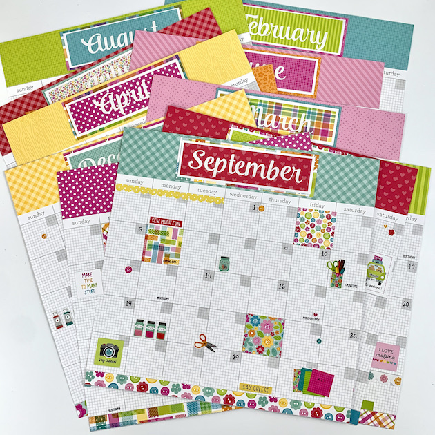 12x12 Cute and Crafty Calendar Scrapbook Layouts by Artsy Albums