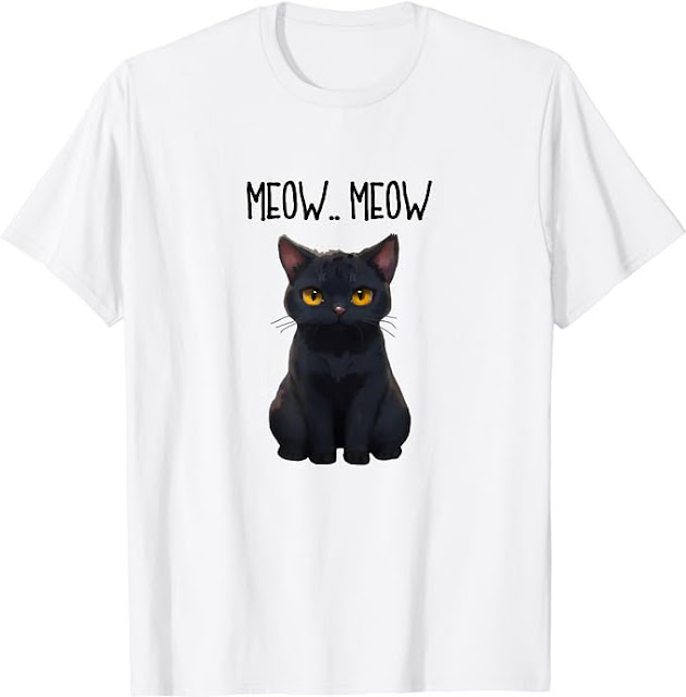 Qoy The Cat ,Funny  Black Cat T-Shirt Funny And Cute Black Cat Shirt