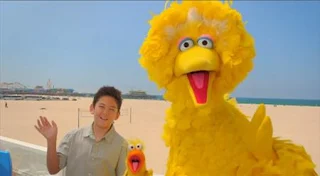 Big Bird's Road Trip. Big Bird finally reaches Los Angeles, California, and meets up with Cousin Bird. The two then chat with local boy Kio. Sesame Street Episode 5010, Abby Poofs a Party, Season 50.