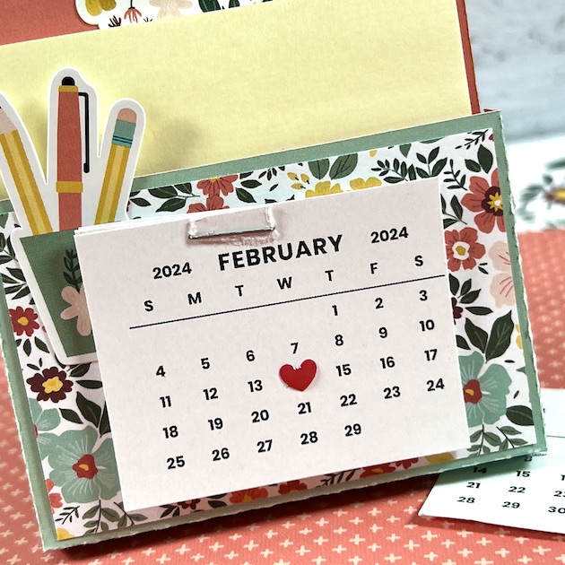 Sticky Note Calendar Box with flowers