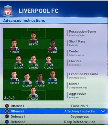 formasi ampuh liverpool PES 2017