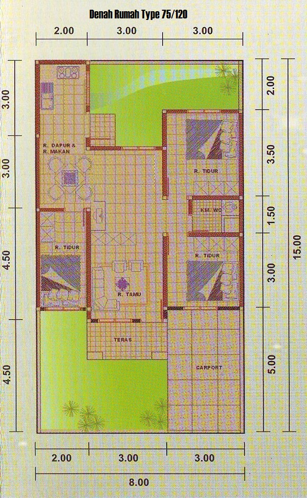  Rumah  Minimalis Type 75 3 Kamar Tidur Rumah  Minimalis 