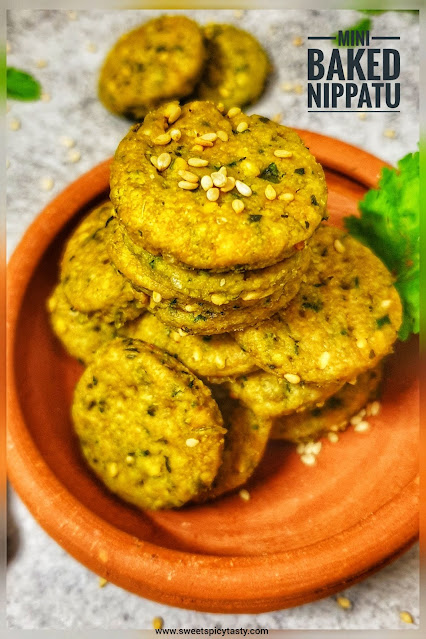 Nippatu is a perfect accompaniment for evening tea time snack . A traditional savory snack from karnataka,baked nippats have become popular now a days , baked nippat, mini nippat,baked mini nippatu, small nippatu , how to bake nippats, oil free nippat , no deep fry nippat ,karnataka special nippat