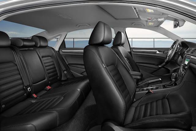 Black leather interior in a Volkswagen Passat