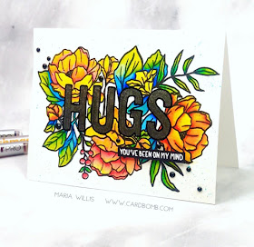 #cardbomb, #mariawillis, #graymuse, #stamp, #ink, #paper, #card, #cardmaking, #cardmaker, #handmade, #crafty, #papercraft, #art, #color, #watercolor, #flowers, #hugs, 