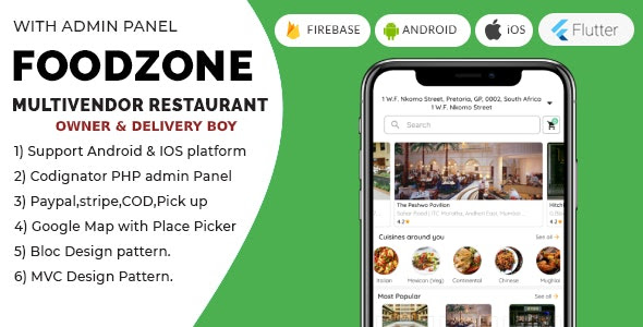 FoodZone v4.0.0 Multivendor Mobile Application in Flutter with PHP
Admin Panel + store owner + delivery boy