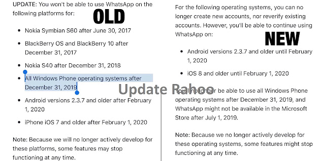 WhatsApp is no longer support older version android/ios till 1 feb,2020