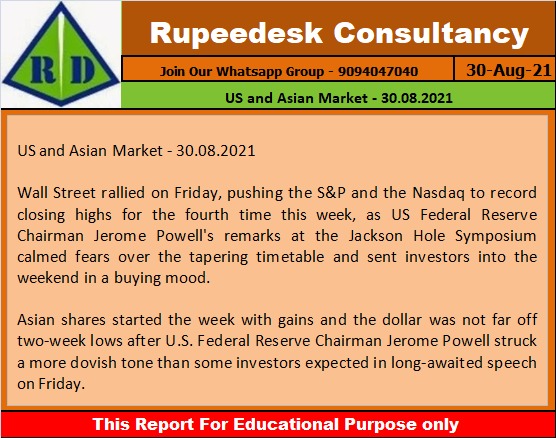 US and Asian Market - 30.08.2021