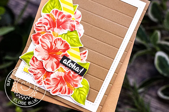 Sunny Studio Stamps: Hawaiian Hibiscus Everyday Greetings Frilly Frames Dies Floral Themed Cards by Leanne West and Eloise Blue