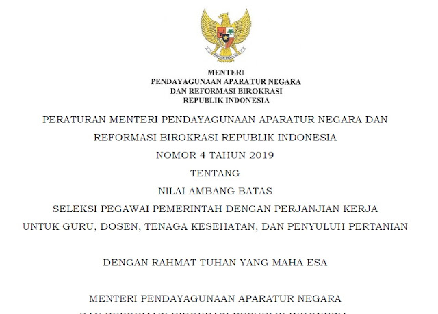 Juknis Kelulusan Seleksi PPPK/P3K Nomor 4 Tahun 2019 Pdf