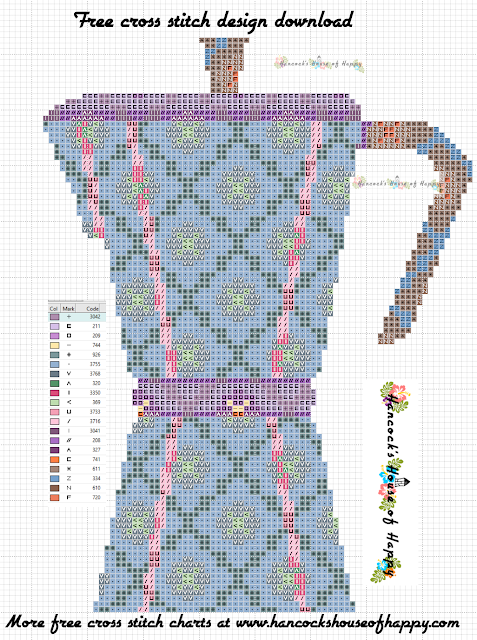 Geometric Pattern Silhouette Cross Stitch Pattern for an Italian Style Coffee Pot Free to Download