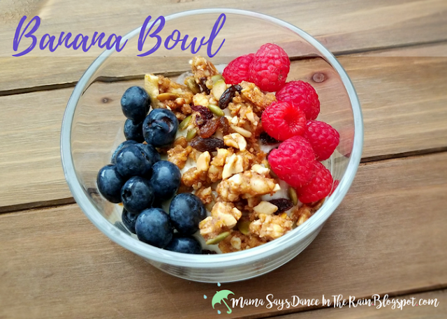 Banana Bowl - My version of an acai bowl or smoothie bowl gone bananas. Simple, quick, and addicting! Great for breakfast, snack, or healthy dessert. Kid Approved!