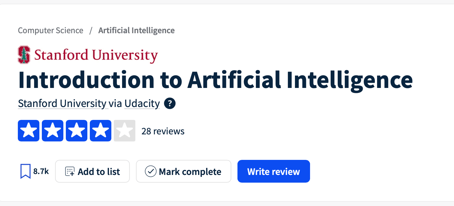 Stanford University AI Course