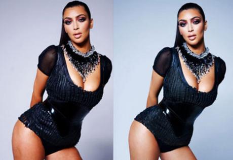 kim kardashian w magazine photoshop. Before And After Photoshop