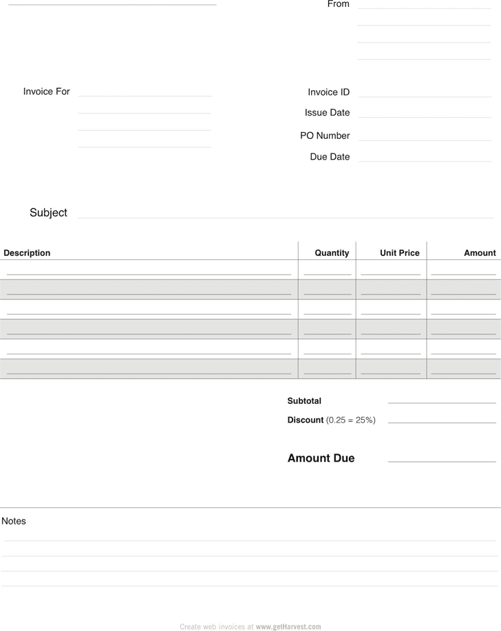 free blank invoice template for excel