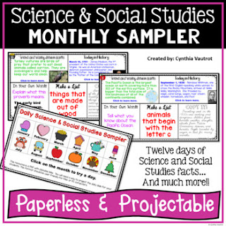 Grab this FREEBIE morning work monthly science and social studies PowerPoint slides to use in your classroom today!