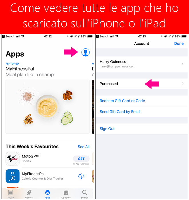 Come vedere tutte le app che ho scaricato sul l'iPhone o iPad