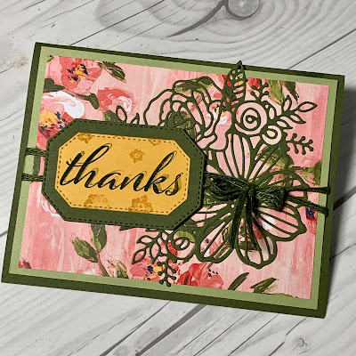 Thank you card using the Stampin' Up! Artistically Inked Stamp set and coordinating Artistic Dies