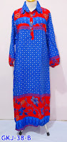 gamis katun rayon motif biru | khisan fashion jual busana muslim cantik harga murah