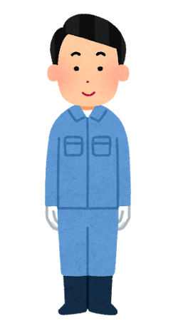 手袋を付けた作業員のイラスト（男性）