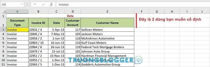 Hướng dẫn chi tiết cách cố định dòng, cột trong Excel