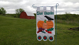 quilted fall give thanks garden flag