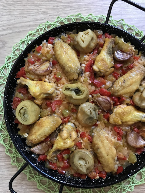 arroz alcachofas y pollo al horno receta