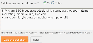 Halaman Postiing Meta Tag Deskripsi Blogspot