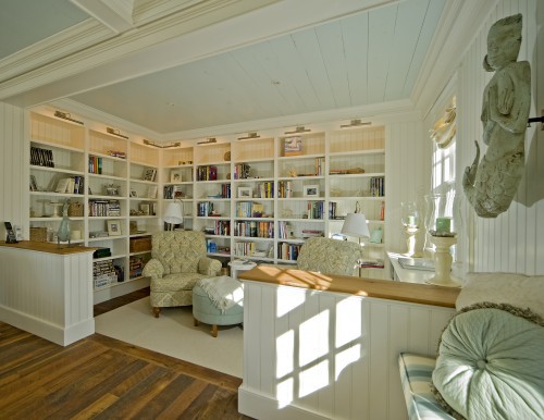 Home library design ideas: Linking of home library space to living 