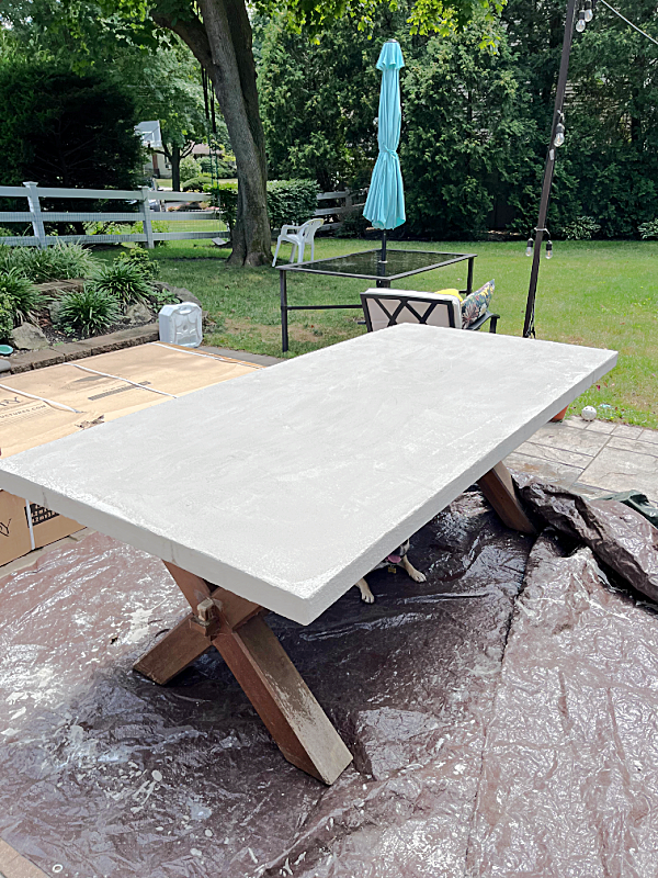 finished second coat of cement on table