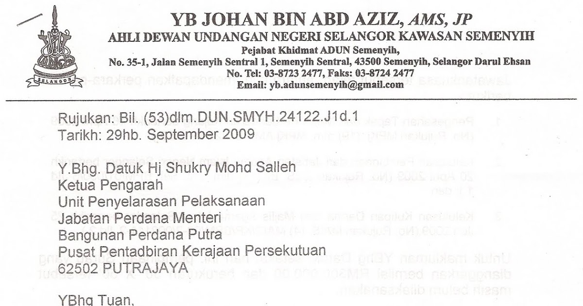 Surat Kepada Yb Adun