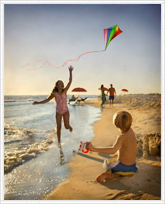 Cute Kids and Baby's Playing on Beach