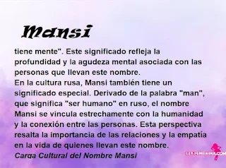 ▷ Significado del nombre Mansi