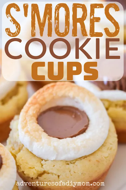 s'mores cookie cups with text overlay