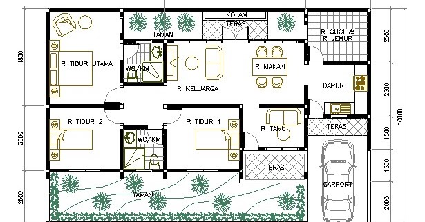 Rancangan Gambar Denah Rumah Minimalis 5 Kamar Tidur 