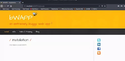 bWAPP installation page