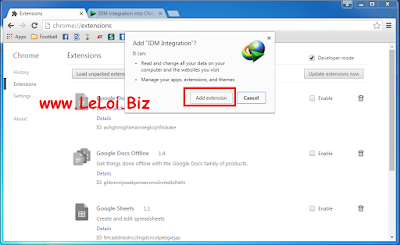 Add extension Click Add extension