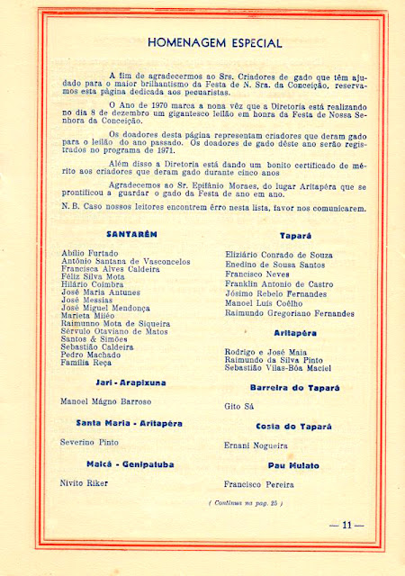 PROGRAMA DA FESTA DE NOSSA SENHORA DA CONCEIÇÃO - 1970 - PAG 11