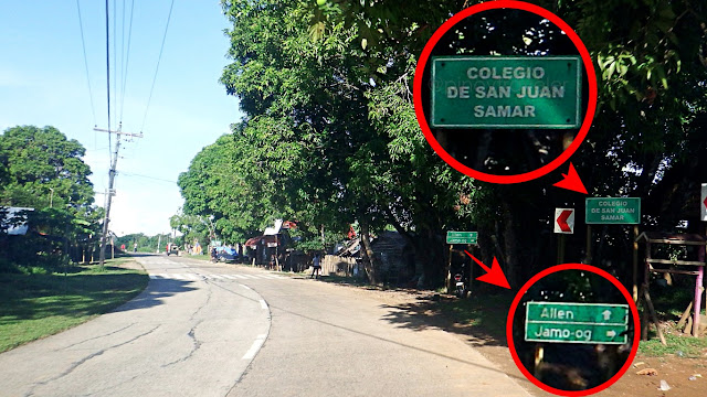 DPWH signboard to Colegio De San Juan Samar in Lavezares Northern Samar