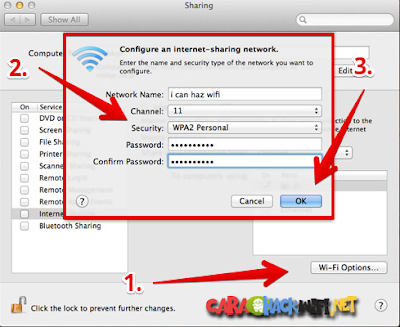 Cara Membuat WIFI di Mac os serta Merubah Password Wifinya