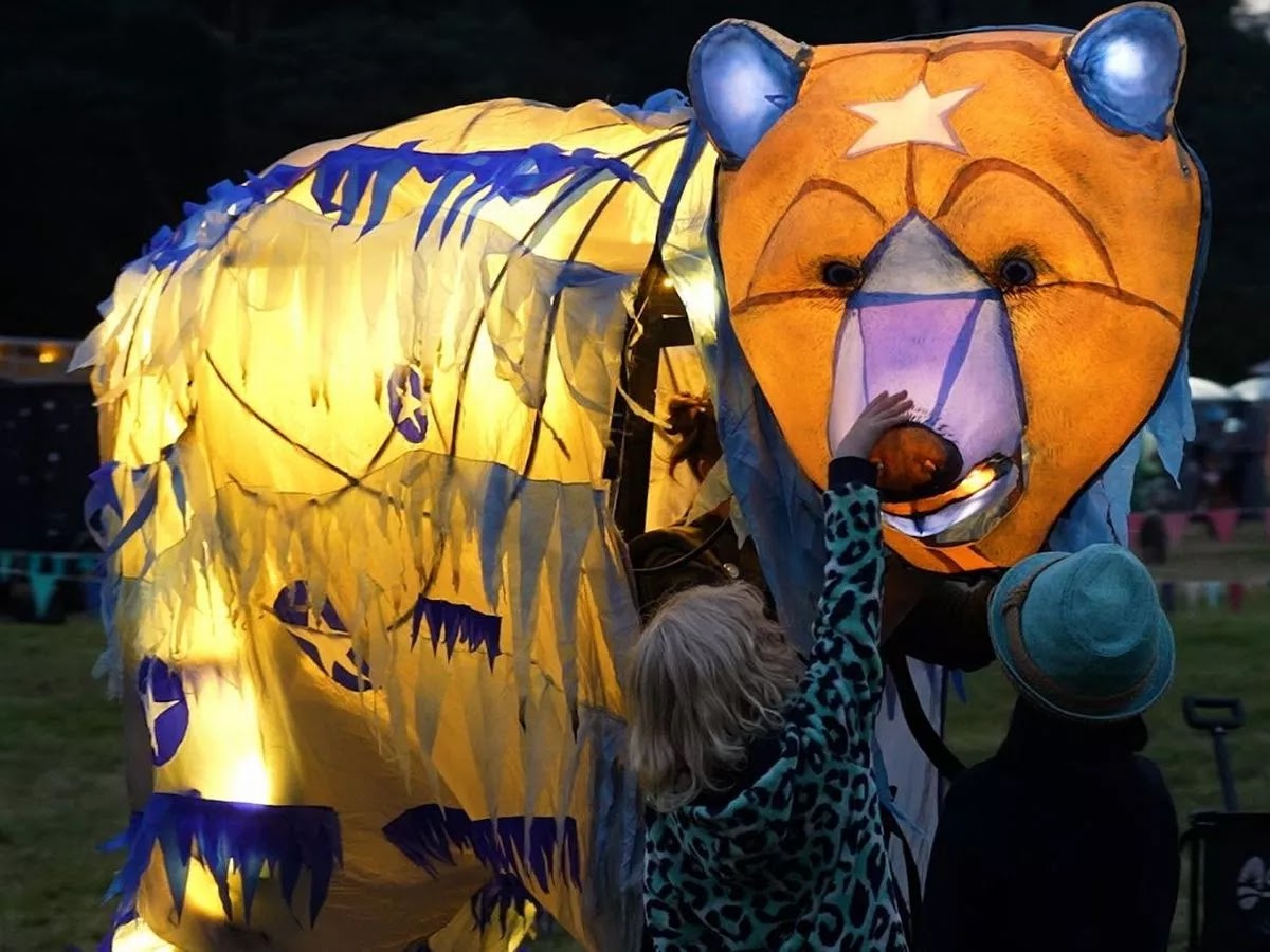 an illuminated bear