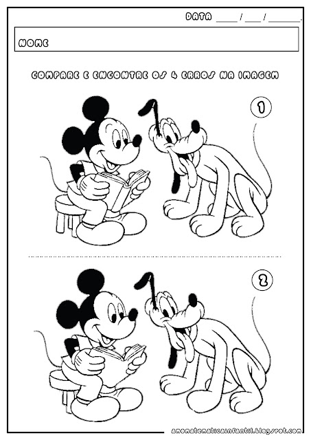 Jogo dos 4 erros Mickey e Pluto