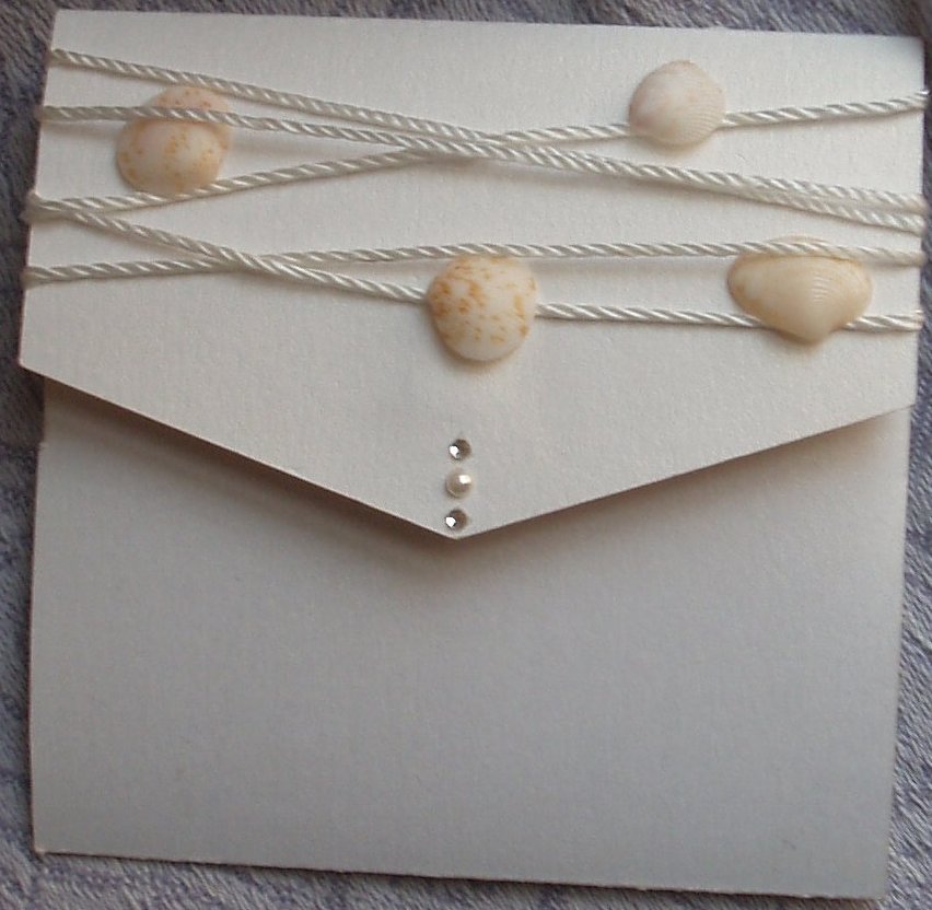 Shells and Pearls Bech Themed Pocket Fold Wedding Invitations