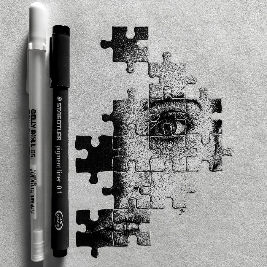 01-A-puzzled-look-Stippling-Drawings-Joni-Moilanen-www-designstack-co