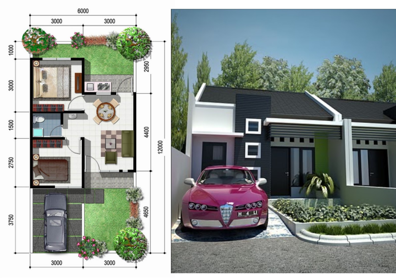 Gambar Rumah  sederhana  type  36  dan  denah  MODEL RUMAH  MODERN