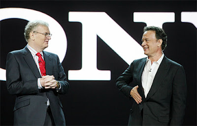 Sony CEO Sir Howard Stringer, left, and actor Tom Hanks share a laugh during the International Consumer Electronics Show. 