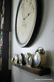 old level, shelf, clocks, DIY shelf, wall shelf, collecting, http://bec4-beyondthepicketfence.blogspot.com/2016/04/level-shelf.html