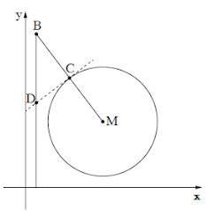 מעגל שמרכזו M(7, 6) . הישר MB חותך את המעגל בנקודה C