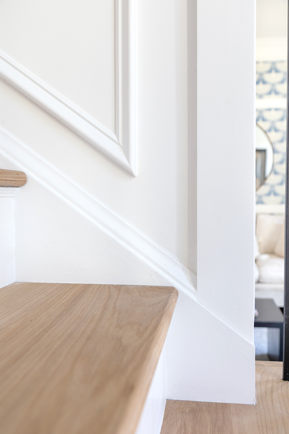 panel molding on the staircase wall