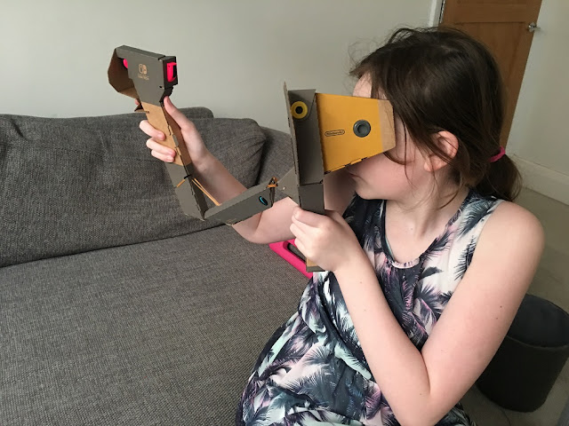 sasha using nintendo labo elephant VR kit